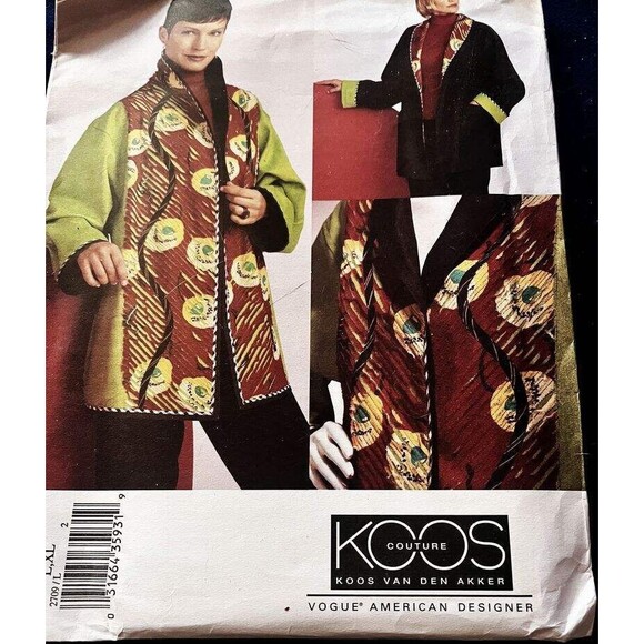 Koos Van Den Akker Couture Vogue American Designer 2709 Reversible Jacket L XL - Picture 1 of 6